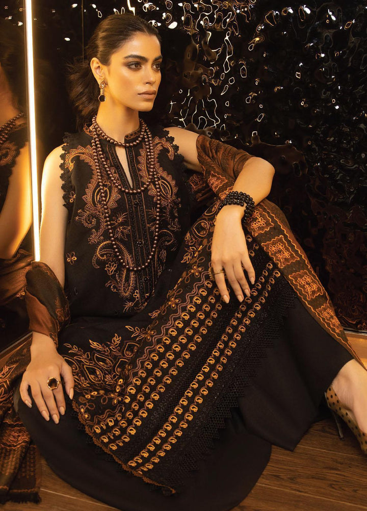 Zimal By Humdum Embroidered Wool Suits Unstitched 3 Piece HD23ZM D-01 - Winter Collection