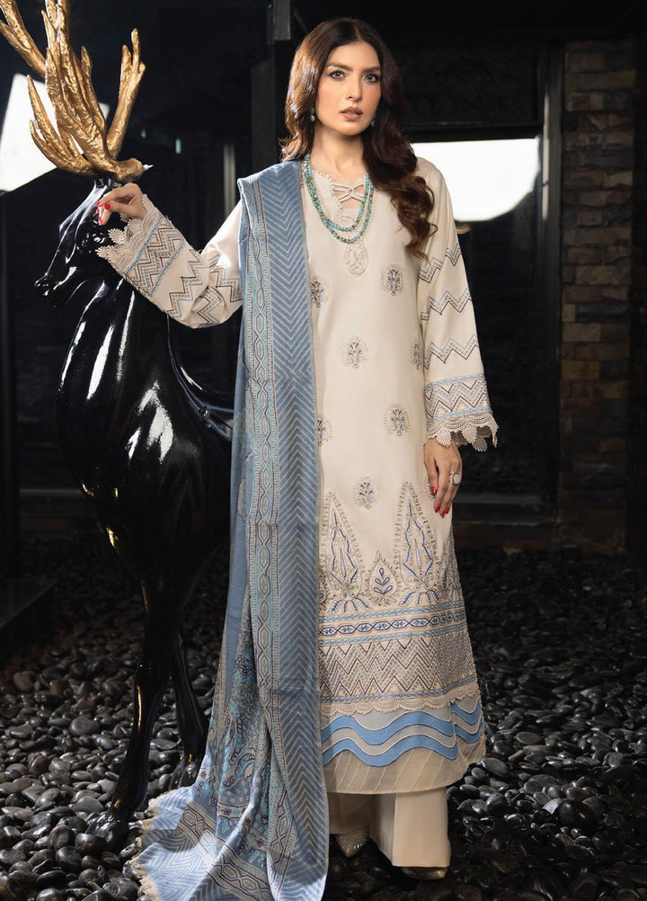 Zimal By Humdum Embroidered Wool Suits Unstitched 3 Piece HD23ZM D-02 - Winter Collection