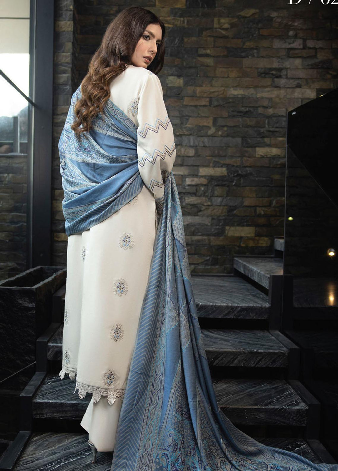 Zimal By Humdum Embroidered Wool Suits Unstitched 3 Piece HD23ZM D-02 - Winter Collection