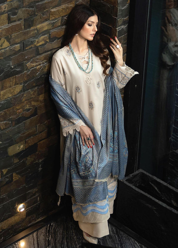 Zimal By Humdum Embroidered Wool Suits Unstitched 3 Piece HD23ZM D-02 - Winter Collection