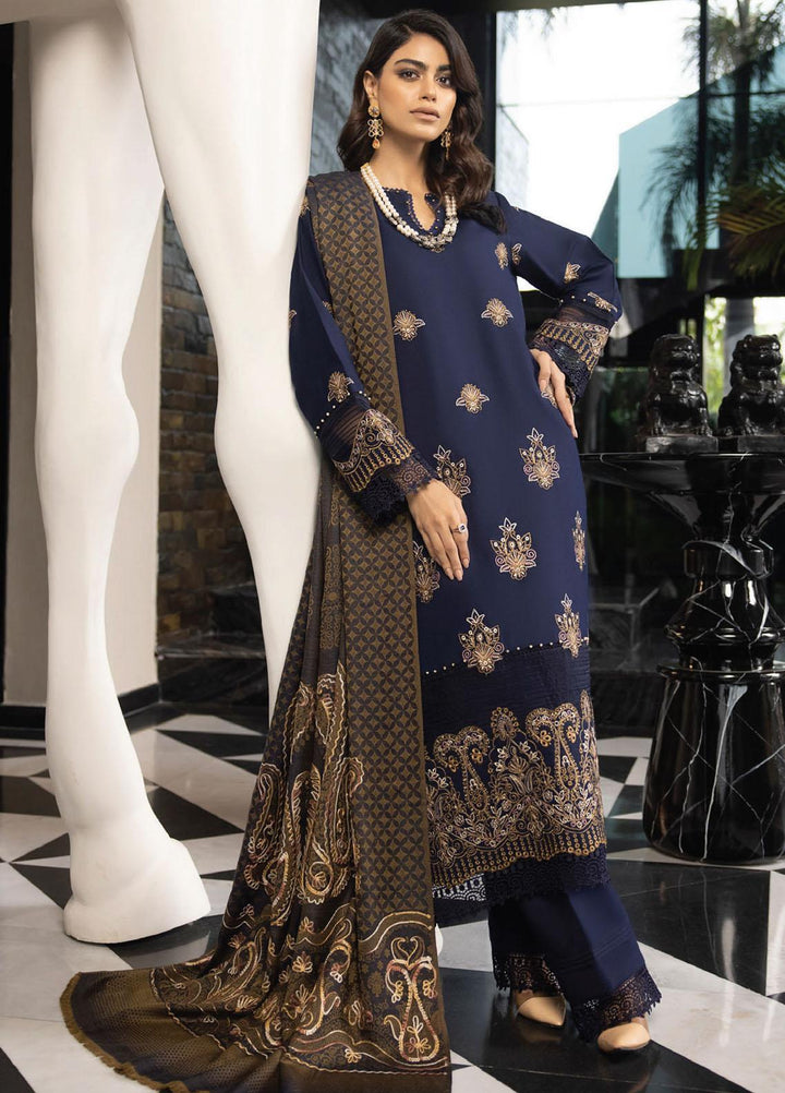 Zimal By Humdum Embroidered Wool Suits Unstitched 3 Piece HD23ZM D-03 - Winter Collection