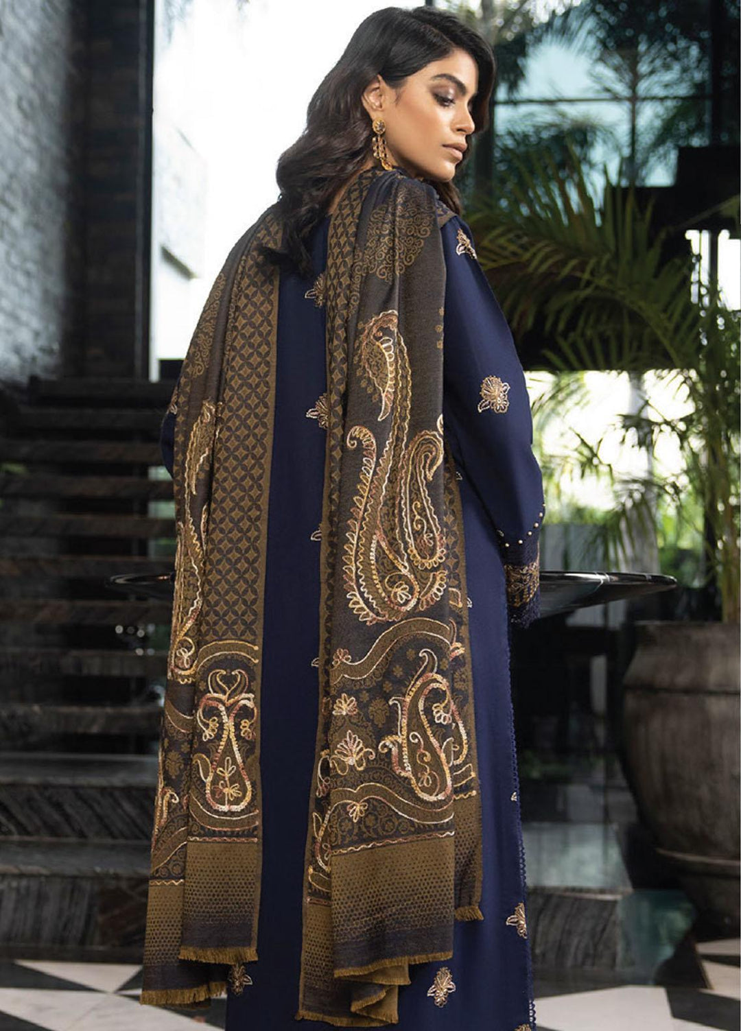 Zimal By Humdum Embroidered Wool Suits Unstitched 3 Piece HD23ZM D-03 - Winter Collection