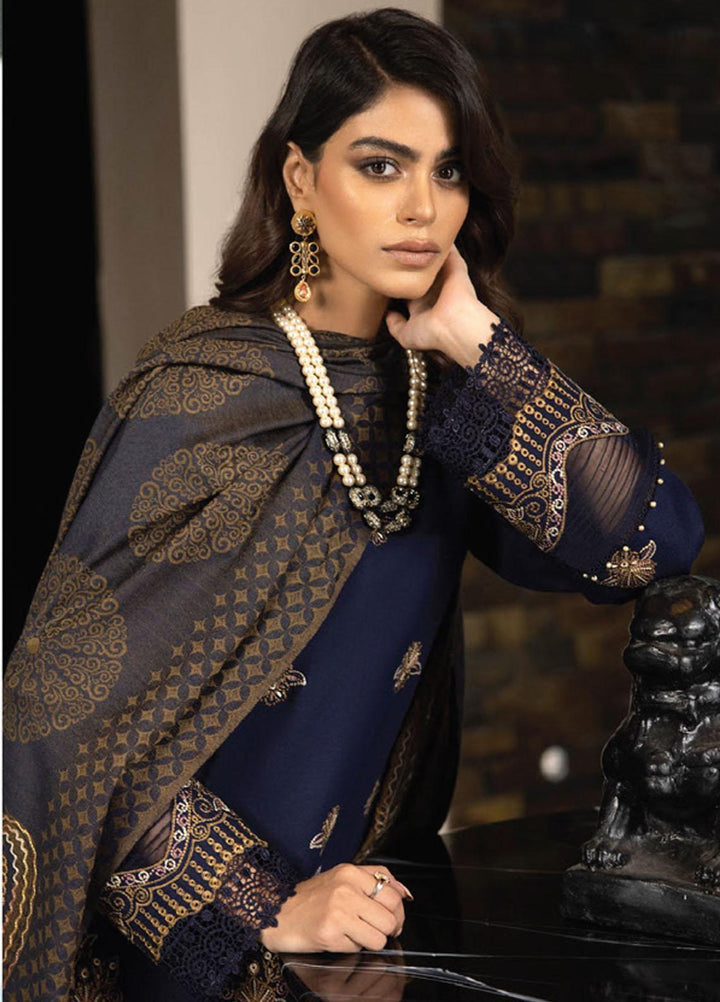 Zimal By Humdum Embroidered Wool Suits Unstitched 3 Piece HD23ZM D-03 - Winter Collection