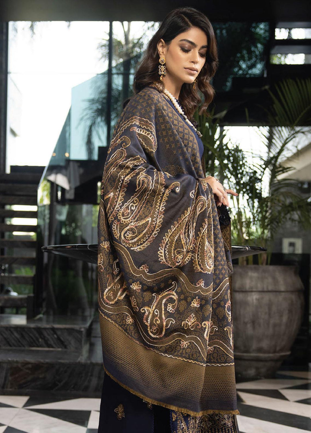 Zimal By Humdum Embroidered Wool Suits Unstitched 3 Piece HD23ZM D-03 - Winter Collection