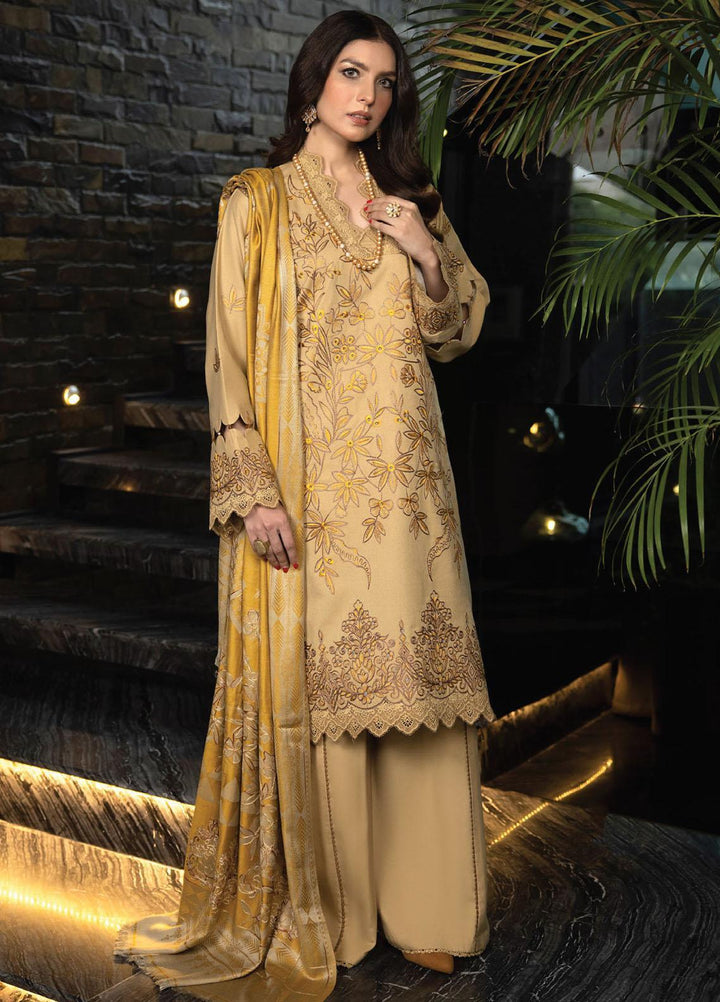 Zimal By Humdum Embroidered Wool Suits Unstitched 3 Piece HD23ZM D-04 - Winter Collection
