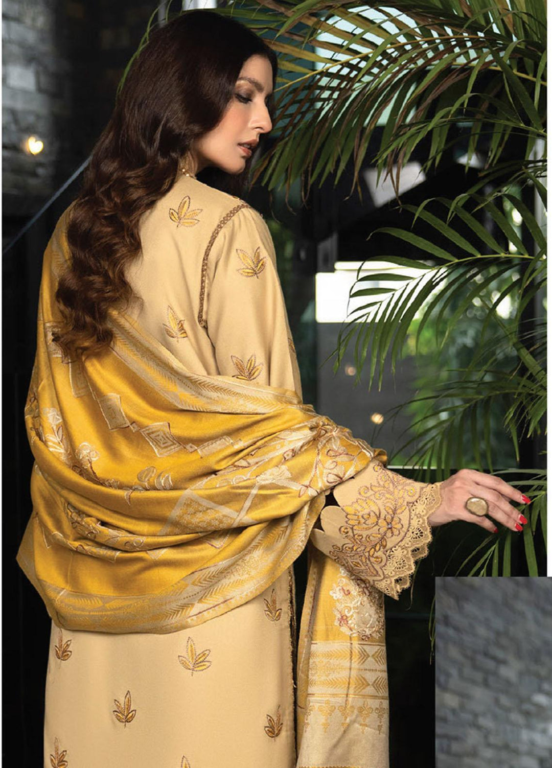 Zimal By Humdum Embroidered Wool Suits Unstitched 3 Piece HD23ZM D-04 - Winter Collection