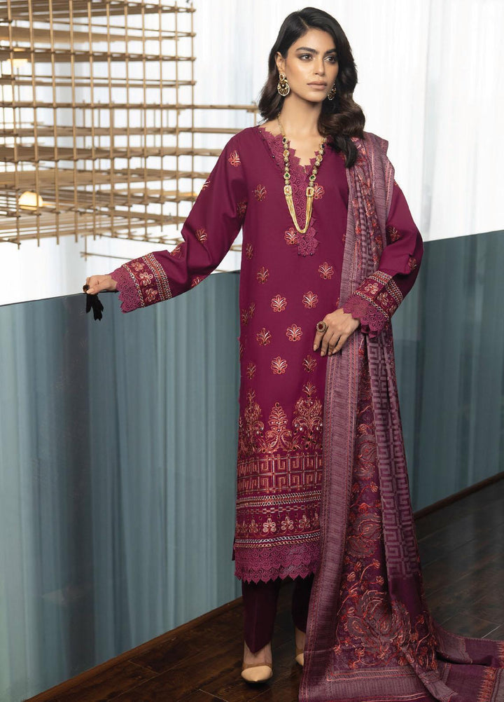 Zimal By Humdum Embroidered Wool Suits Unstitched 3 Piece HD23ZM D-05 - Winter Collection