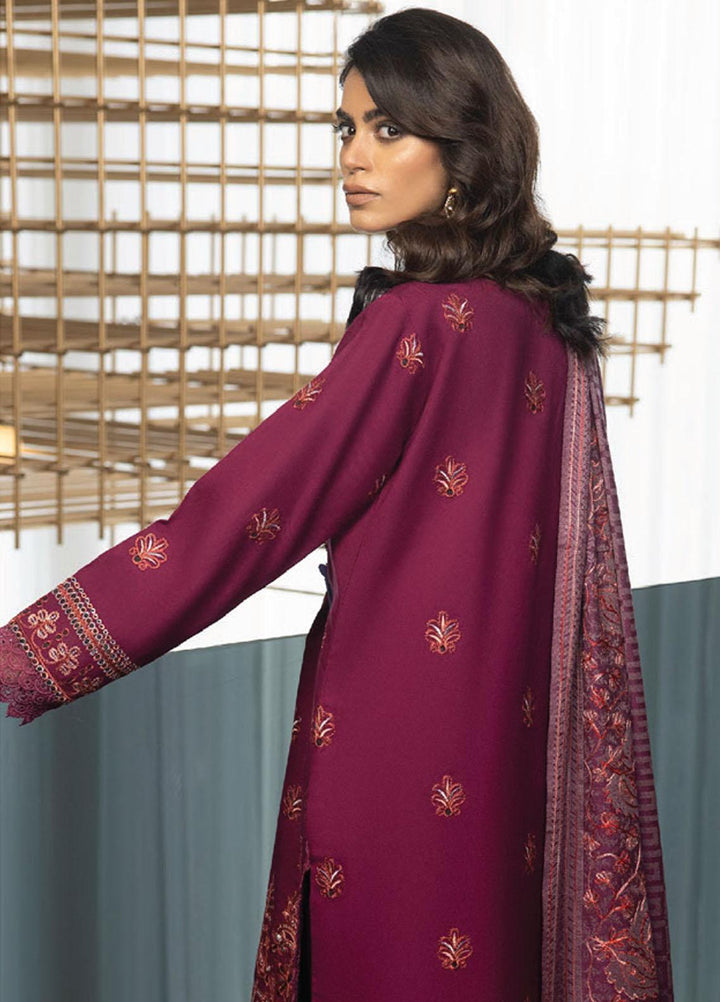 Zimal By Humdum Embroidered Wool Suits Unstitched 3 Piece HD23ZM D-05 - Winter Collection