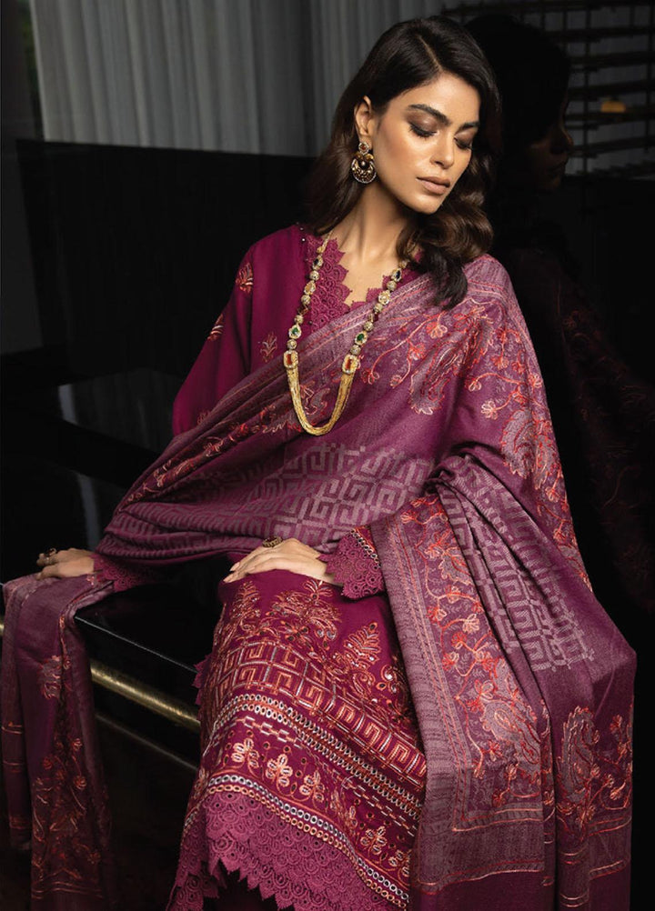 Zimal By Humdum Embroidered Wool Suits Unstitched 3 Piece HD23ZM D-05 - Winter Collection