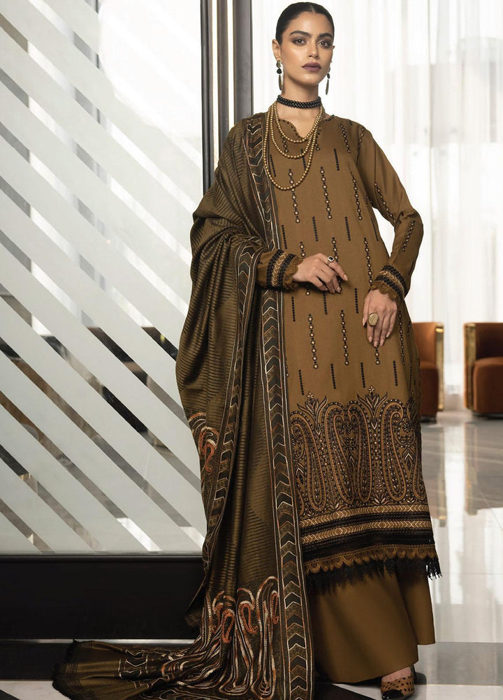 Zimal By Humdum Embroidered Wool Suits Unstitched 3 Piece HD23ZM D-06 - Winter Collection