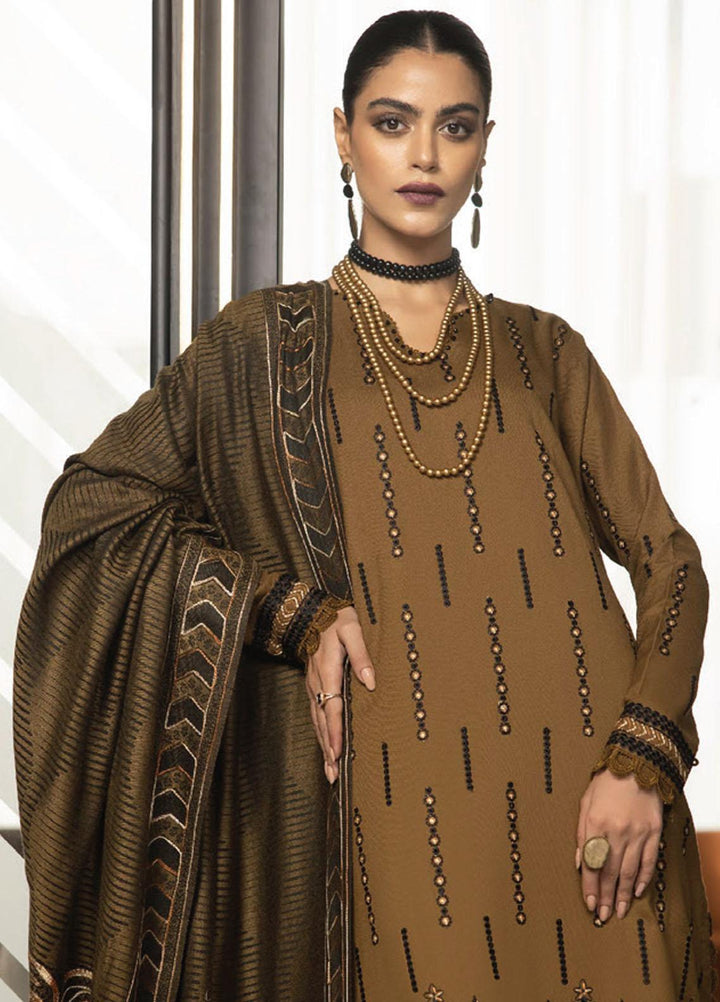 Zimal By Humdum Embroidered Wool Suits Unstitched 3 Piece HD23ZM D-06 - Winter Collection