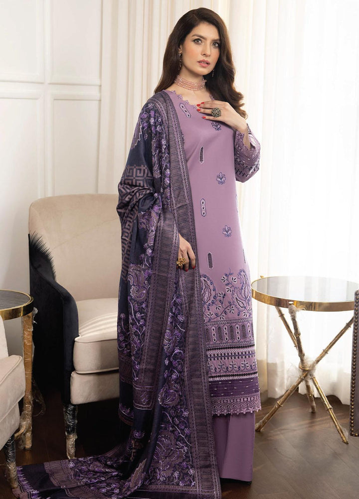 Zimal By Humdum Embroidered Wool Suits Unstitched 3 Piece HD23ZM D-07 - Winter Collection