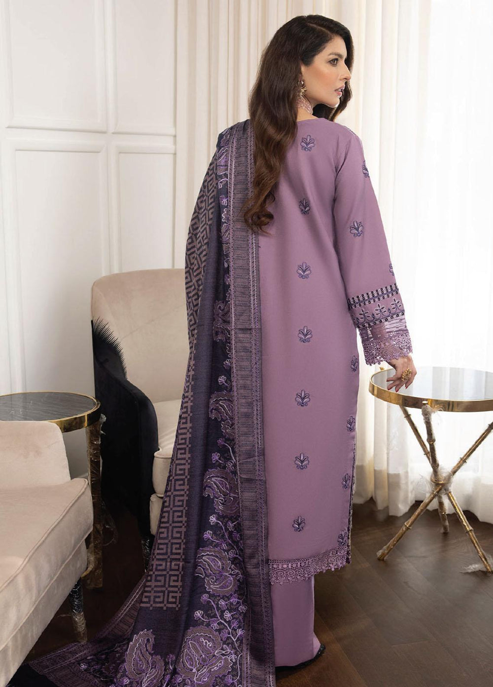 Zimal By Humdum Embroidered Wool Suits Unstitched 3 Piece HD23ZM D-07 - Winter Collection