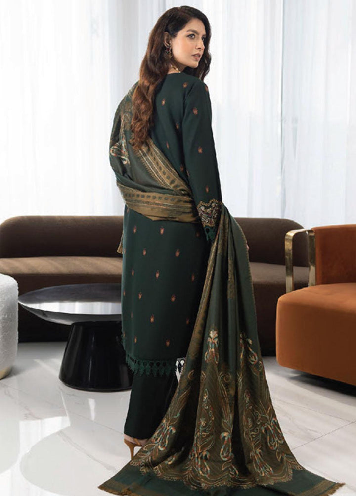 Zimal By Humdum Embroidered Wool Suits Unstitched 3 Piece HD23ZM D-08 - Winter Collection