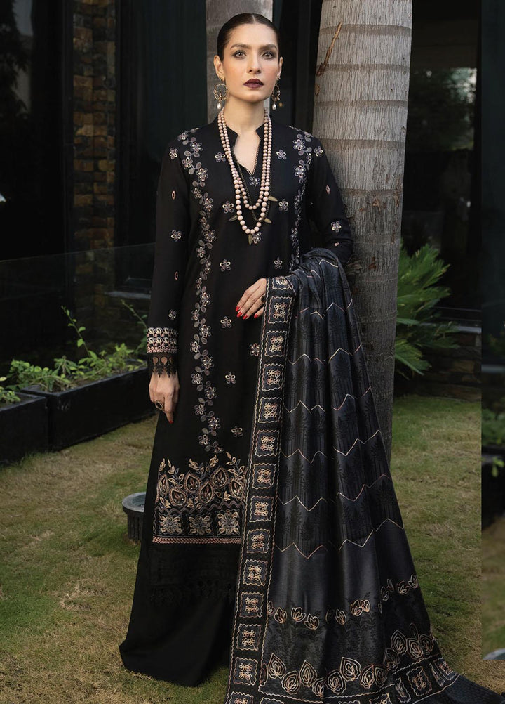 Zimal By Humdum Embroidered Wool Suits Unstitched 3 Piece HD23ZM D-10 - Winter Collection