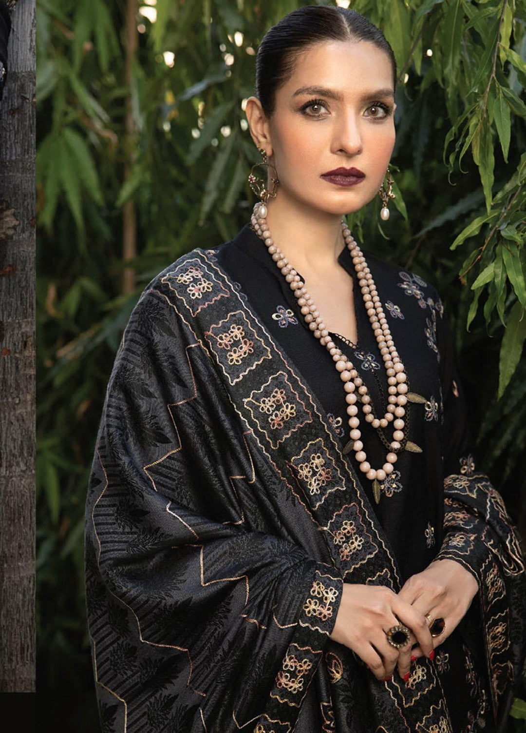 Zimal By Humdum Embroidered Wool Suits Unstitched 3 Piece HD23ZM D-10 - Winter Collection