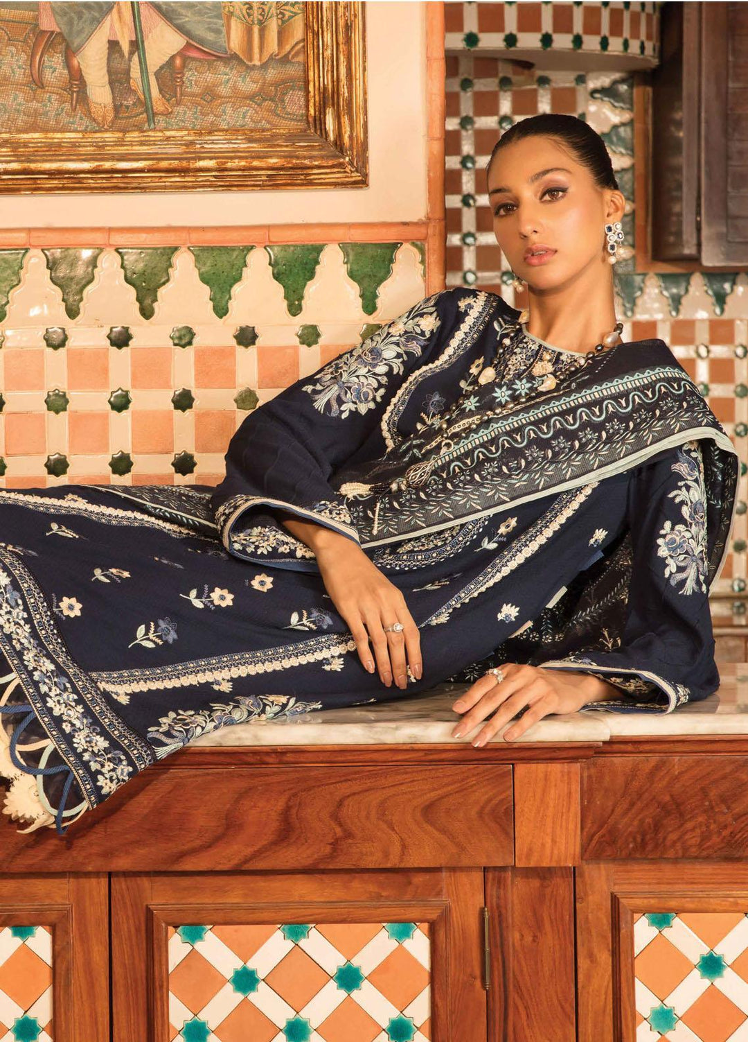 Zinnia by Rang Rasiya Embroidered Dobby Linen Suits Unstitched 3 Piece RR21ZN CHARLOTTE-12 - Winter Collection