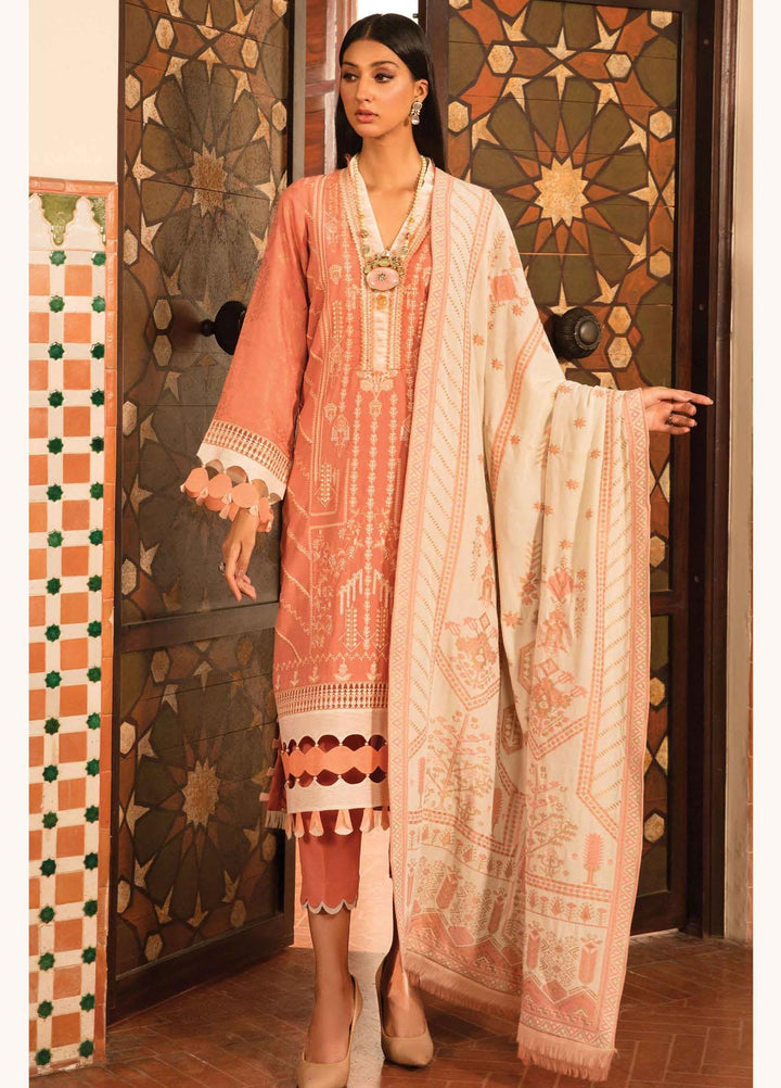 Zinnia by Rang Rasiya Embroidered Linen Suits Unstitched 3 Piece RR21ZN SCARLET-04 - Winter Collection