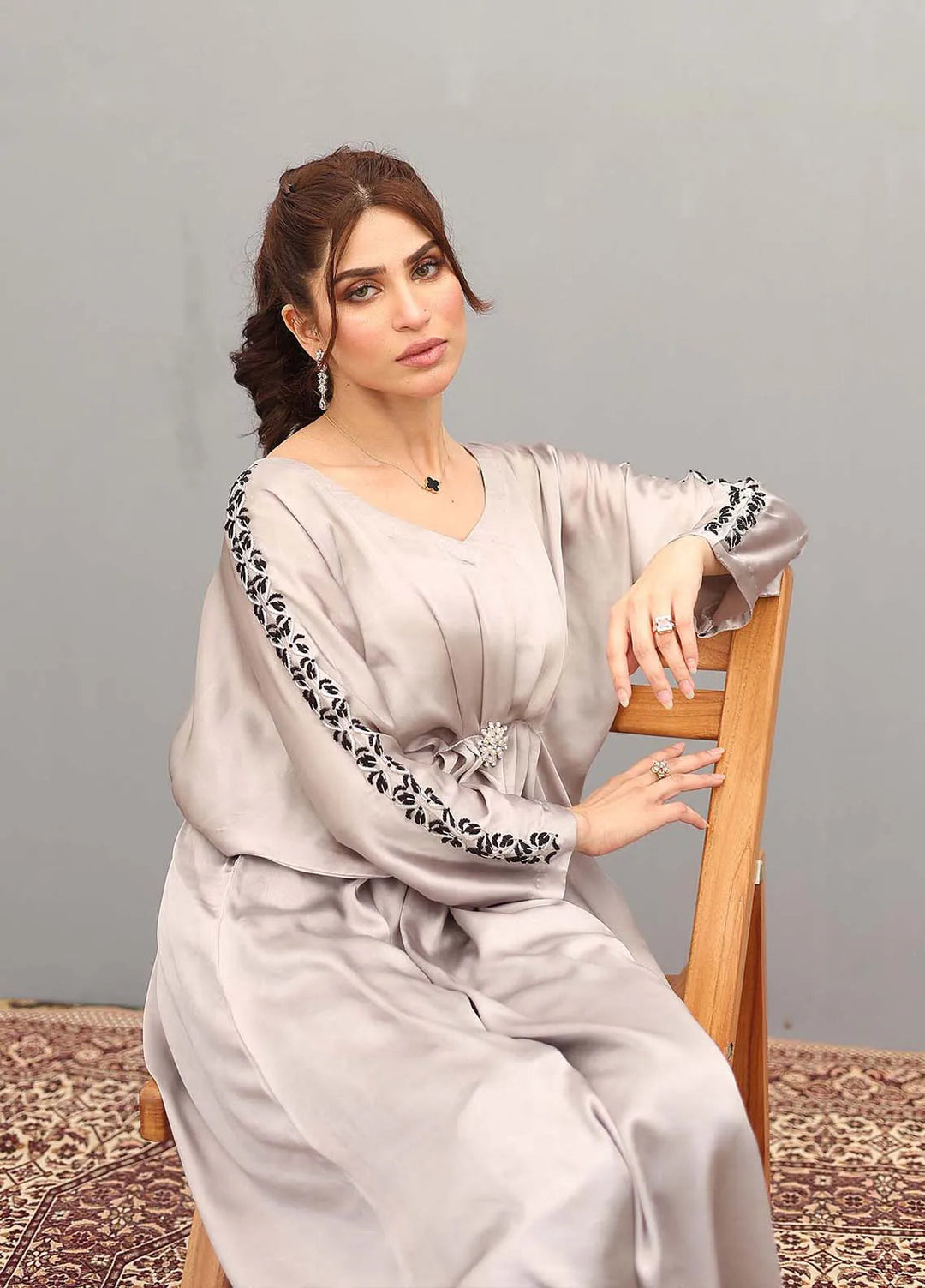 Ziphyer Pret Short Silk Kaftan Slate Fusion