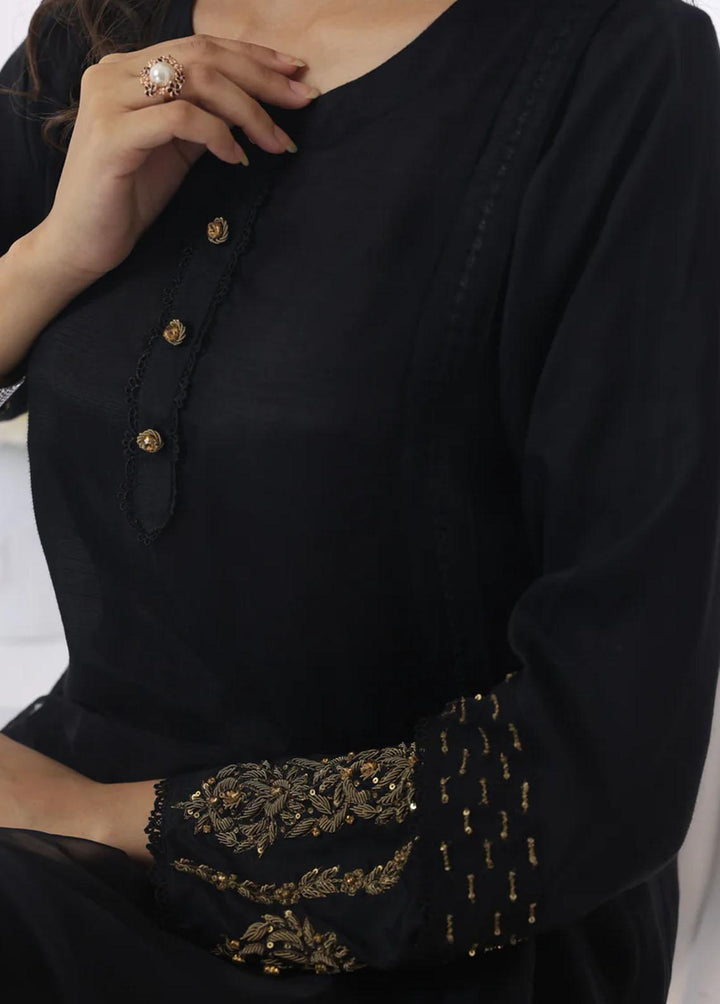 Cyanic Pret Embroidered Raw Silk 3 Piece Suit MYSTIC NOIR