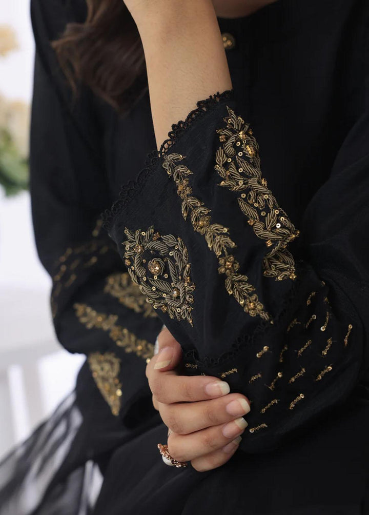 Cyanic Pret Embroidered Raw Silk 3 Piece Suit MYSTIC NOIR