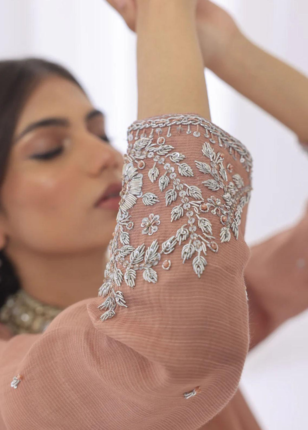 Cyanic Pret Embroidered Raw Silk 2 Piece Suit PEARLESCENT