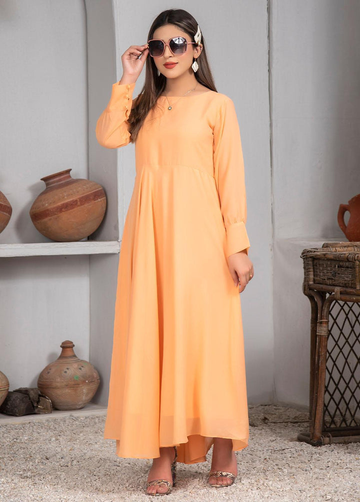 Nazmina Pret Casual Chiffon Frock NZ23Z FR-631 PEACH FLY