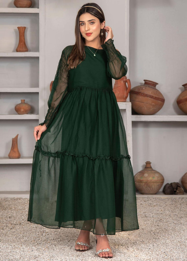 Nazmina Pret Casual Chiffon Frock NZ23Z FR-632 GREEN FISH
