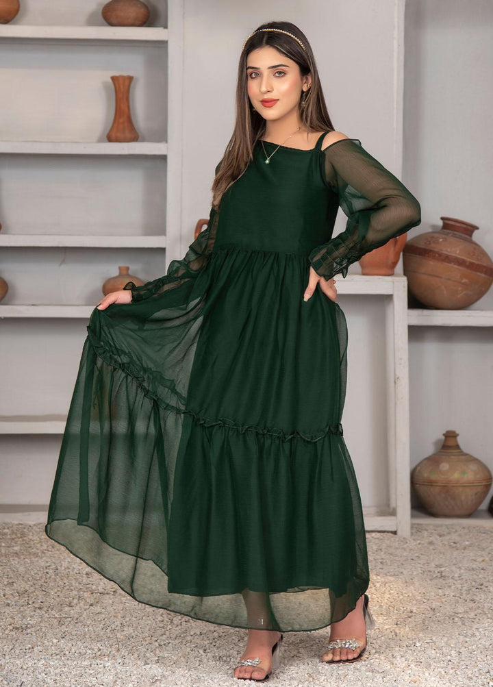 Nazmina Pret Casual Chiffon Frock NZ23Z FR-632 GREEN FISH