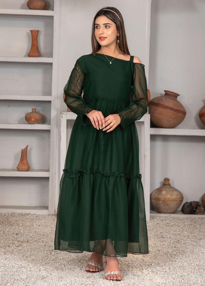 Nazmina Pret Casual Chiffon Frock NZ23Z FR-632 GREEN FISH