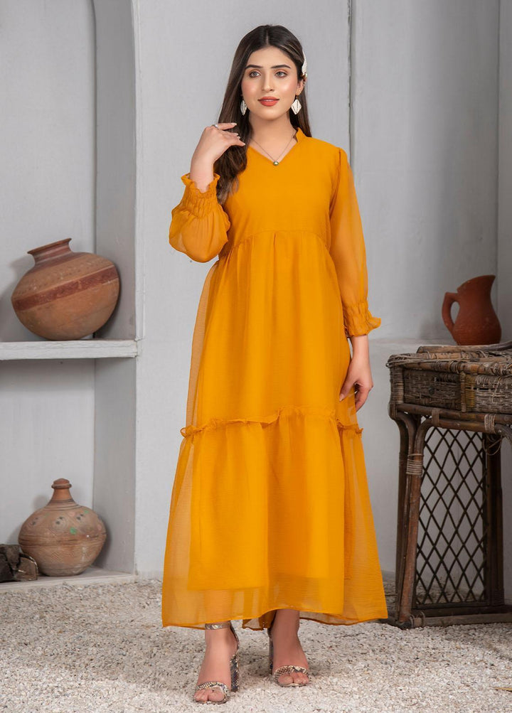 Nazmina Pret Casual Chiffon Frock NZ23Z FR-634 TANGERINE BIRD