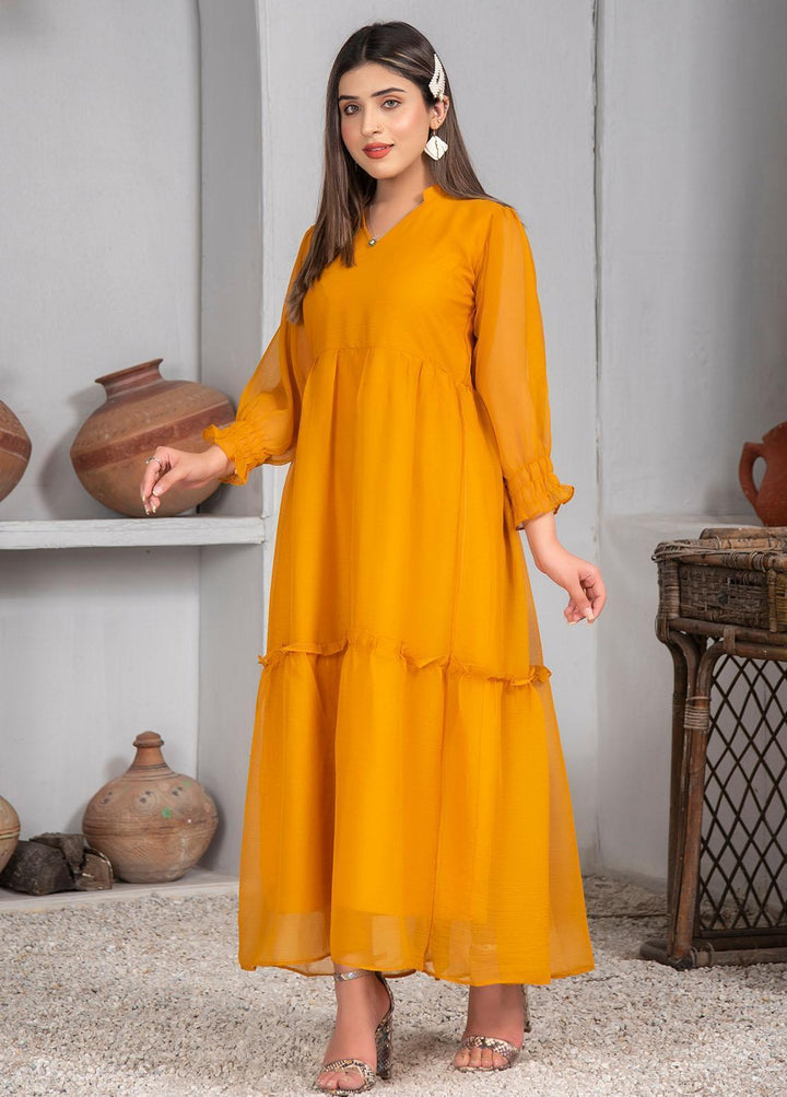 Nazmina Pret Casual Chiffon Frock NZ23Z FR-634 TANGERINE BIRD