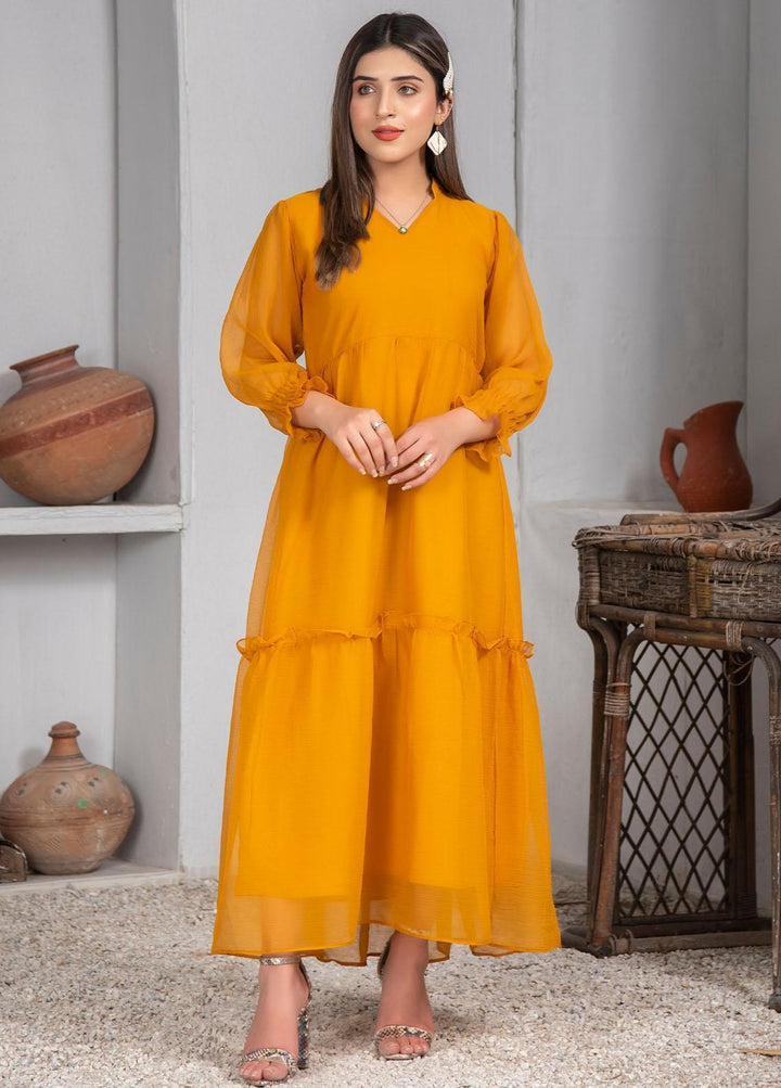 Nazmina Pret Casual Chiffon Frock NZ23Z FR-634 TANGERINE BIRD