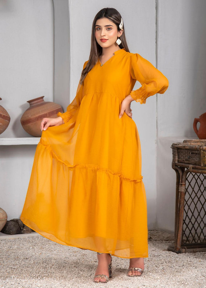 Nazmina Pret Casual Chiffon Frock NZ23Z FR-634 TANGERINE BIRD