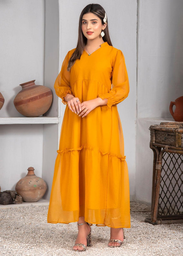 Nazmina Pret Casual Chiffon Frock NZ23Z FR-634 TANGERINE BIRD