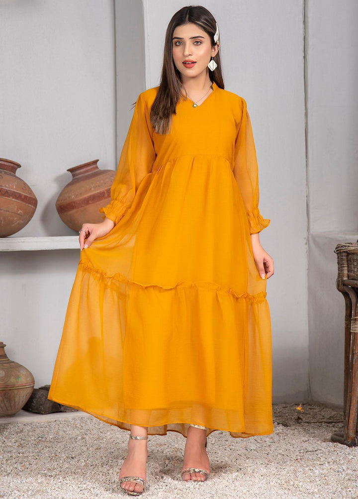Nazmina Pret Casual Chiffon Frock NZ23Z FR-634 TANGERINE BIRD
