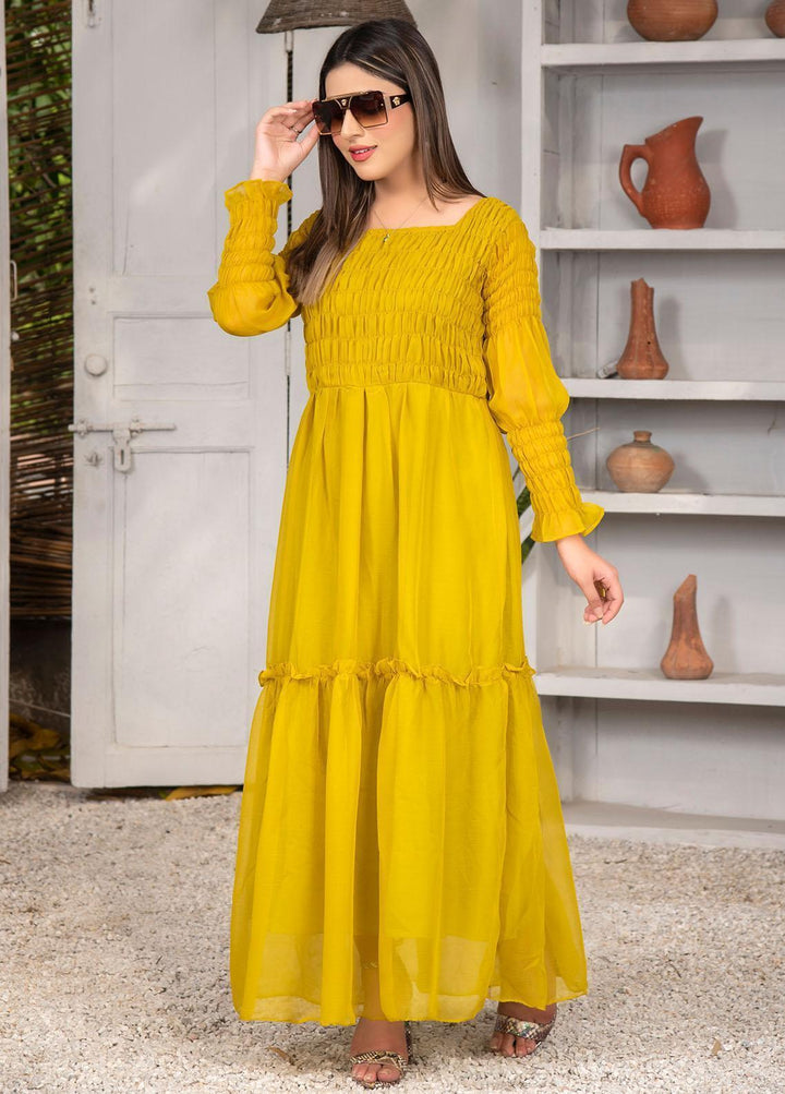 Nazmina Pret Casual Chiffon Frock NZ23Z FR-635 GREEN SKY