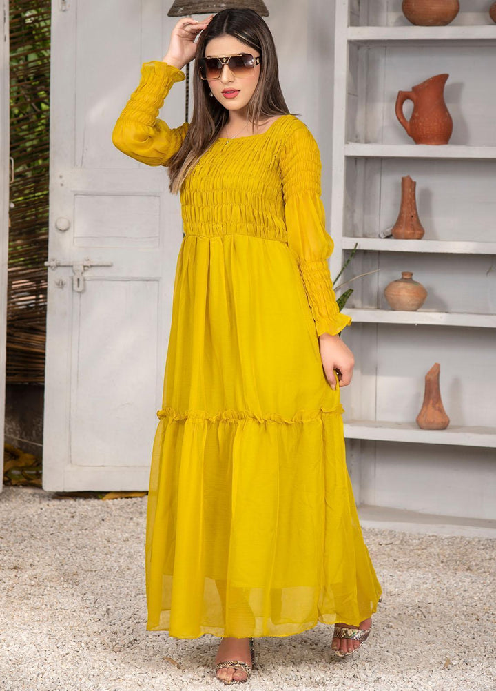 Nazmina Pret Casual Chiffon Frock NZ23Z FR-635 GREEN SKY