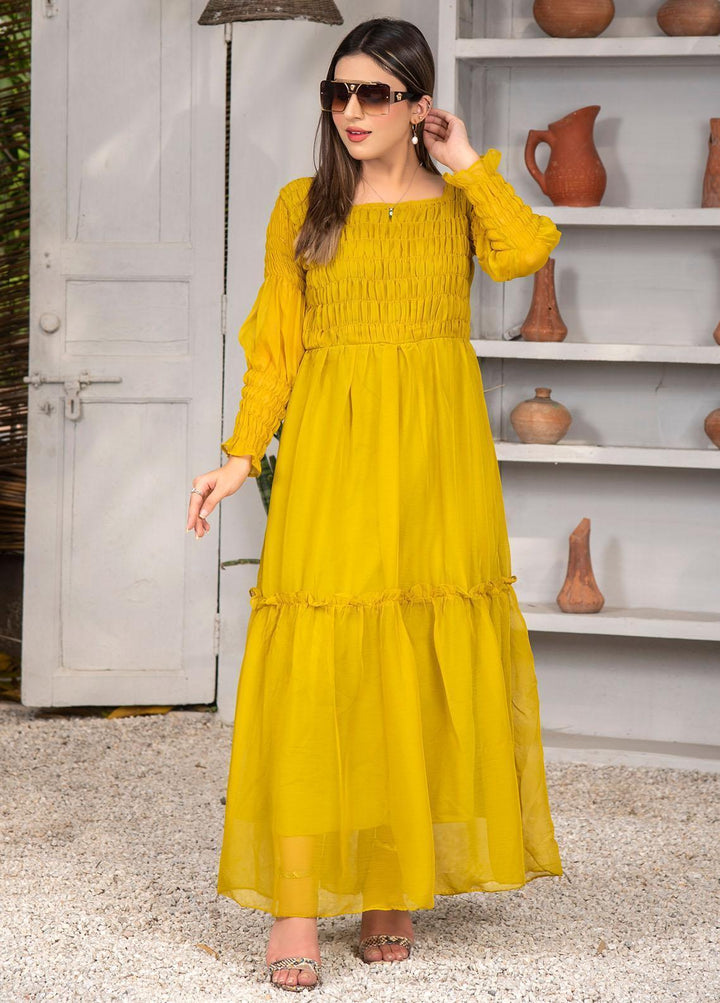 Nazmina Pret Casual Chiffon Frock NZ23Z FR-635 GREEN SKY