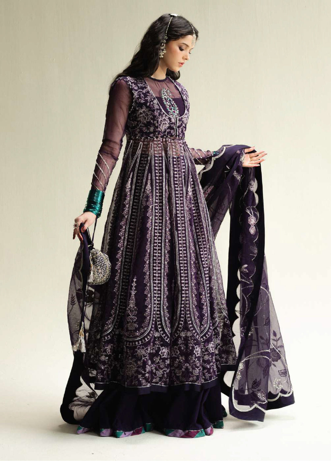 Zara Shahjahan Unstitched Wedding Embroidered Organza Suits 3 Piece ZS25WU D-3 Ziya - Wedding Collection