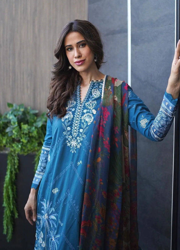 Zaha Embroidered Lawn Suits Unstitched 3 Piece ZL24-05B - Summer Collection