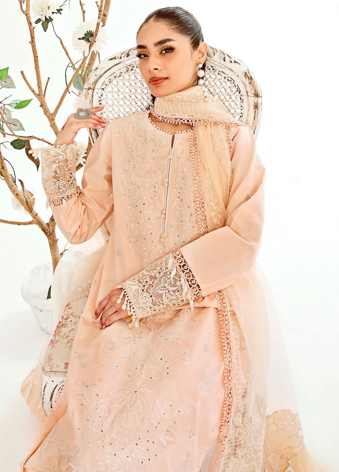 Zoella By Neeshay Embroidered Lawn Suit Unstitched 3 Piece NSH24Z Zephyr - Summer Collection