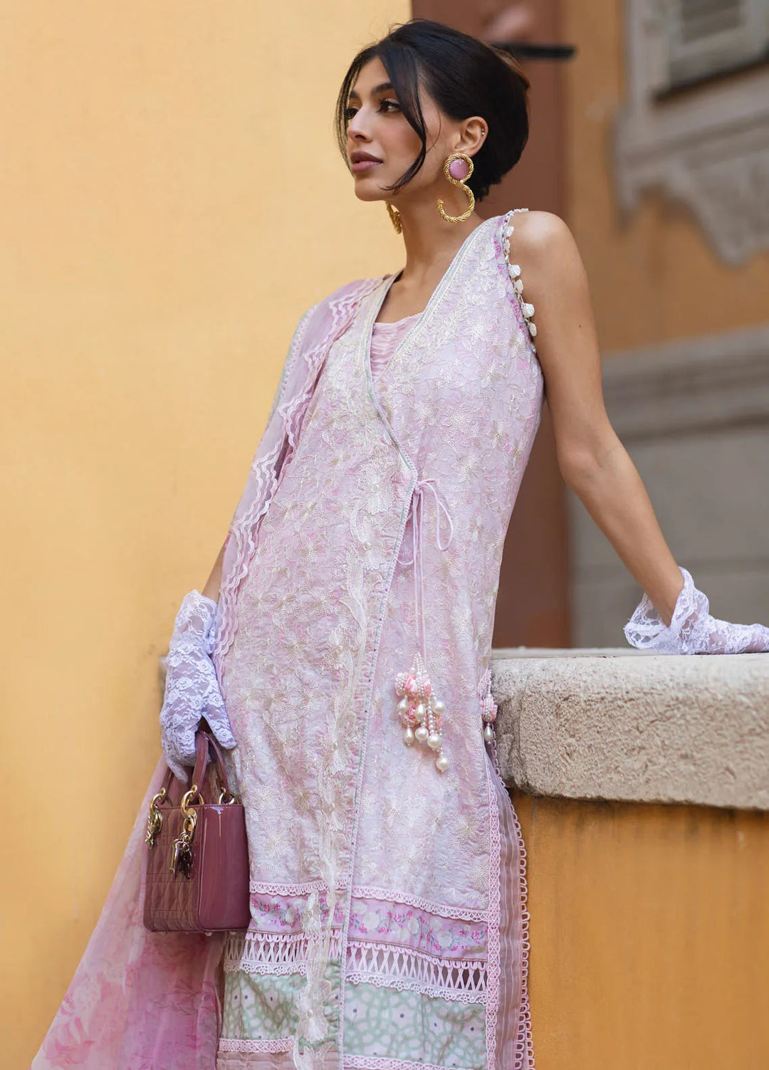 Zoha by Ansab Jahangir Embroidered Lawn Suit Unstitched 3 Piece ANJ25Z D-01 Pearl Pink - Summer Collection