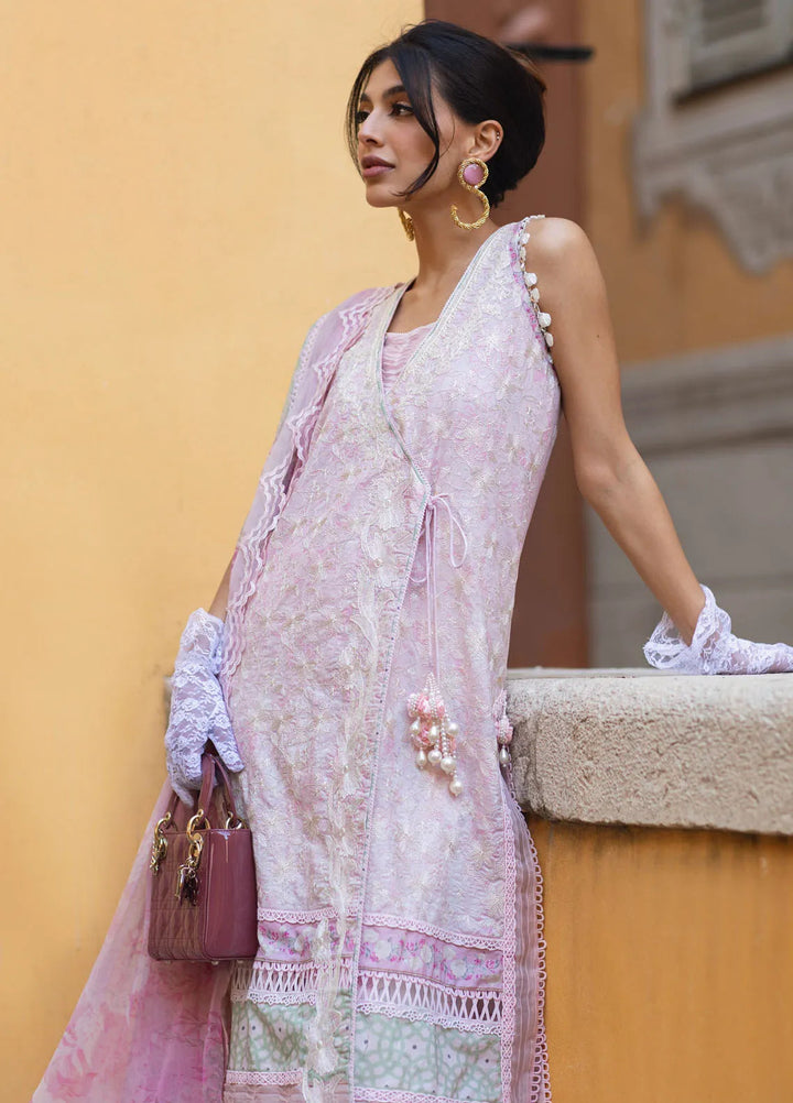 Zoha by Ansab Jahangir Embroidered Lawn Suit Unstitched 3 Piece ANJ25Z D-01 Pearl Pink - Summer Collection