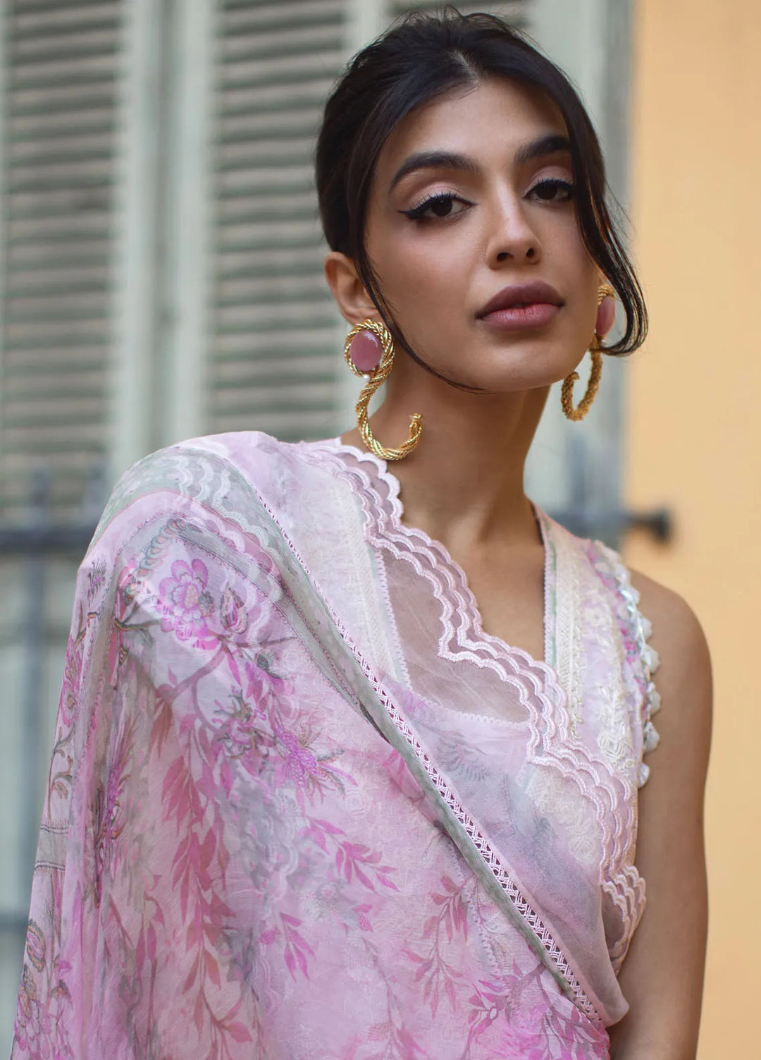 Zoha by Ansab Jahangir Embroidered Lawn Suit Unstitched 3 Piece ANJ25Z D-01 Pearl Pink - Summer Collection