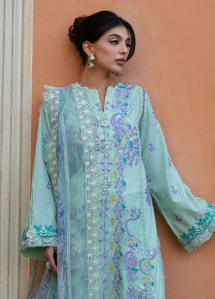 Zoha by Ansab Jahangir Embroidered Lawn Suit Unstitched 3 Piece ANJ25Z D-02 Misty Jade - Summer Collection