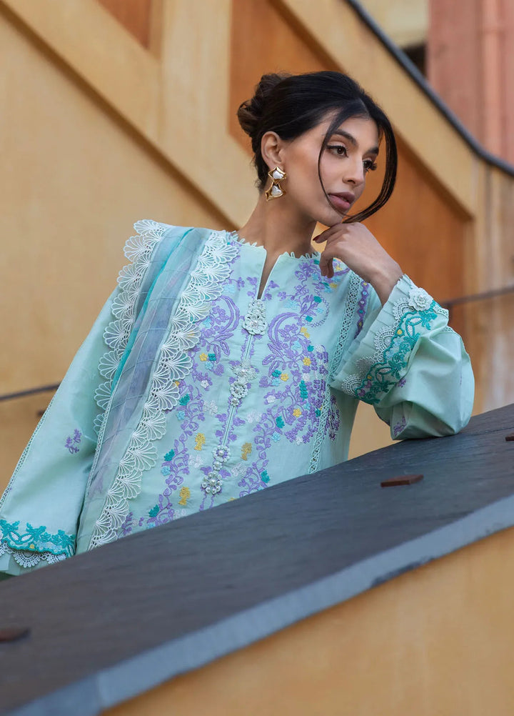 Zoha by Ansab Jahangir Embroidered Lawn Suit Unstitched 3 Piece ANJ25Z D-02 Misty Jade - Summer Collection