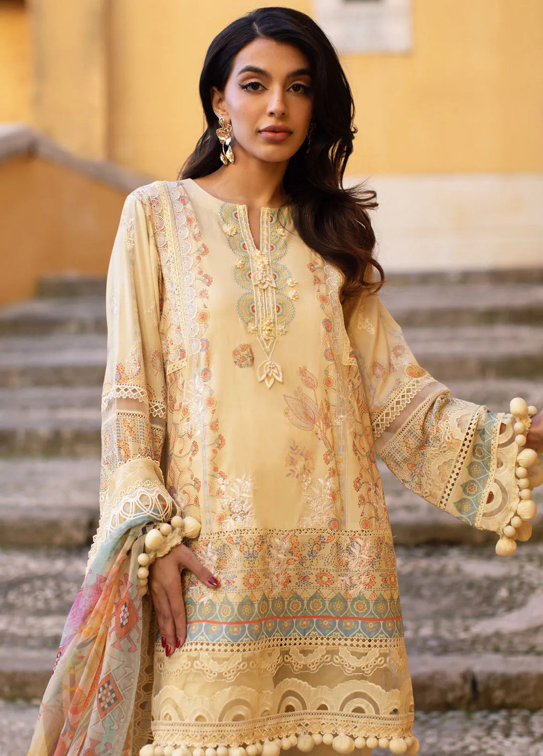 Zoha by Ansab Jahangir Embroidered Lawn Suit Unstitched 3 Piece ANJ25Z D-03 Mangosteen - Summer Collection