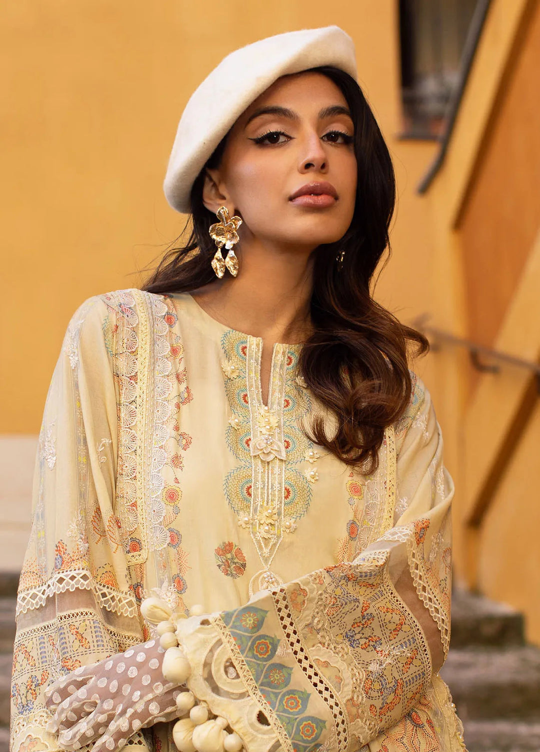 Zoha by Ansab Jahangir Embroidered Lawn Suit Unstitched 3 Piece ANJ25Z D-03 Mangosteen - Summer Collection