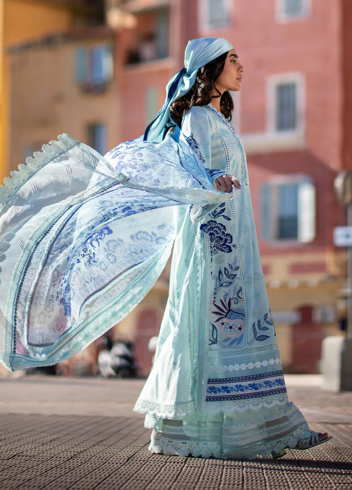 Zoha by Ansab Jahangir Embroidered Lawn Suit Unstitched 3 Piece ANJ25Z D-04 Blue Bell - Summer Collection